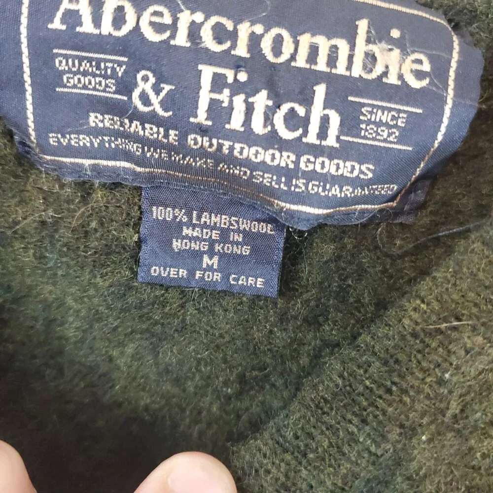 Abercrombie & Fitch Reliable Outdoor Goods Mens Green Knit Lambswool Sweater M